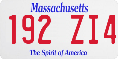 MA license plate 192ZI4