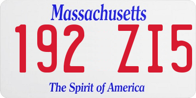 MA license plate 192ZI5