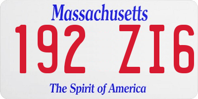 MA license plate 192ZI6