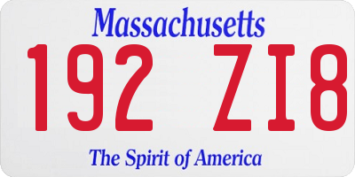 MA license plate 192ZI8