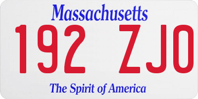 MA license plate 192ZJ0
