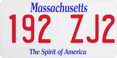 MA license plate 192ZJ2