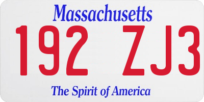 MA license plate 192ZJ3
