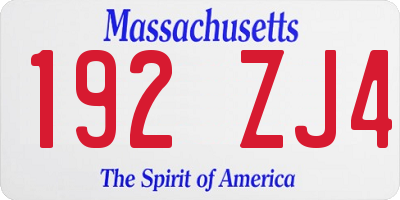 MA license plate 192ZJ4