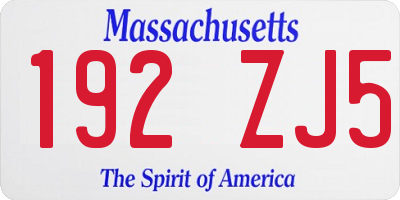 MA license plate 192ZJ5