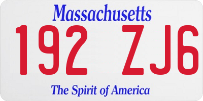 MA license plate 192ZJ6