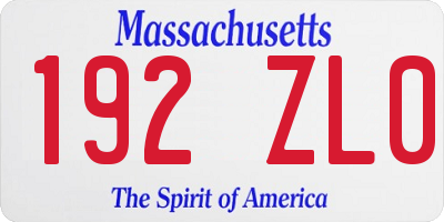 MA license plate 192ZL0