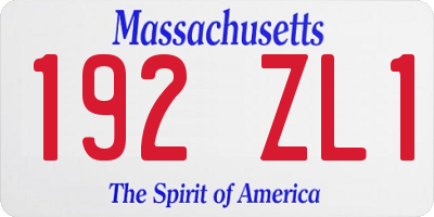 MA license plate 192ZL1