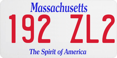 MA license plate 192ZL2