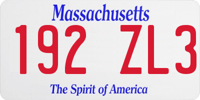 MA license plate 192ZL3