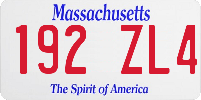 MA license plate 192ZL4