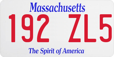 MA license plate 192ZL5
