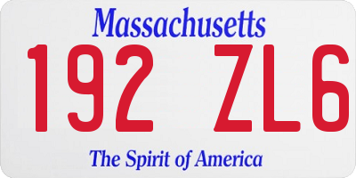 MA license plate 192ZL6