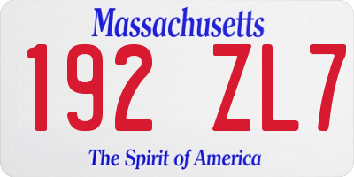 MA license plate 192ZL7