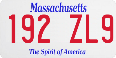 MA license plate 192ZL9