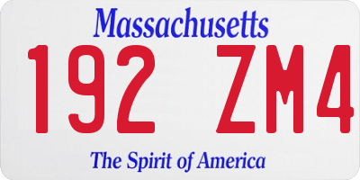 MA license plate 192ZM4