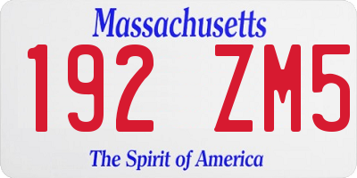 MA license plate 192ZM5