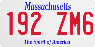 MA license plate 192ZM6