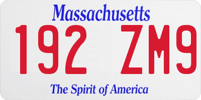 MA license plate 192ZM9