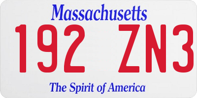 MA license plate 192ZN3