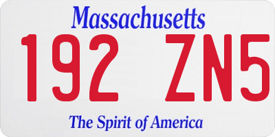 MA license plate 192ZN5