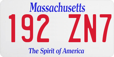 MA license plate 192ZN7
