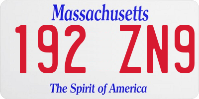 MA license plate 192ZN9