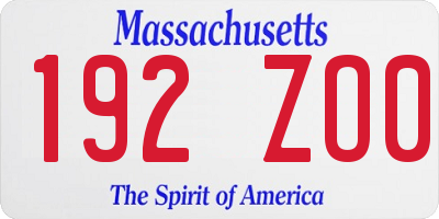 MA license plate 192ZO0