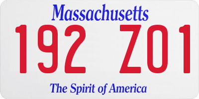 MA license plate 192ZO1