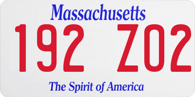 MA license plate 192ZO2