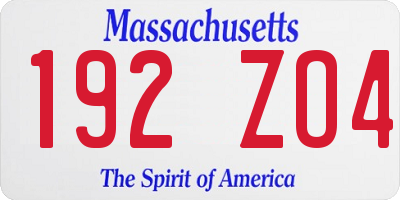 MA license plate 192ZO4