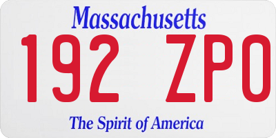 MA license plate 192ZP0
