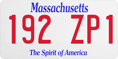MA license plate 192ZP1