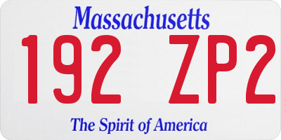 MA license plate 192ZP2