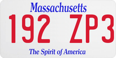 MA license plate 192ZP3