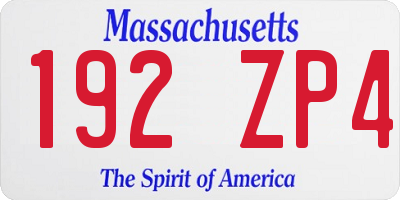 MA license plate 192ZP4