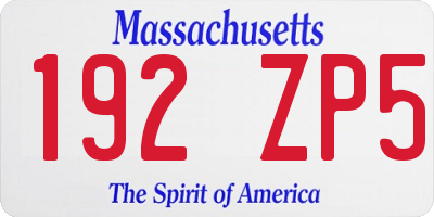 MA license plate 192ZP5