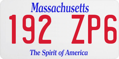 MA license plate 192ZP6
