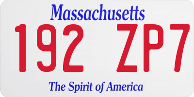 MA license plate 192ZP7