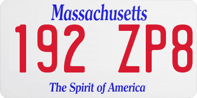 MA license plate 192ZP8
