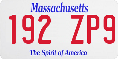 MA license plate 192ZP9