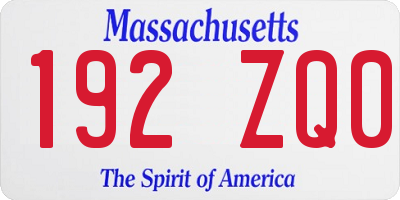 MA license plate 192ZQ0