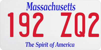 MA license plate 192ZQ2