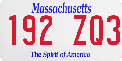 MA license plate 192ZQ3