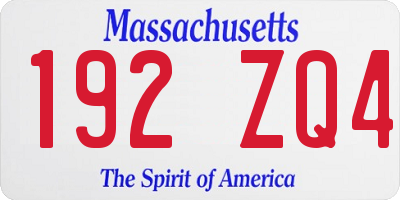 MA license plate 192ZQ4