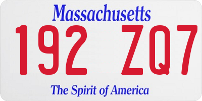 MA license plate 192ZQ7