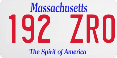 MA license plate 192ZR0