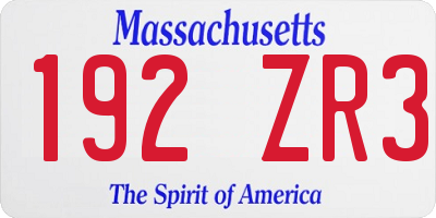 MA license plate 192ZR3