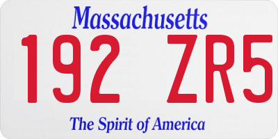 MA license plate 192ZR5