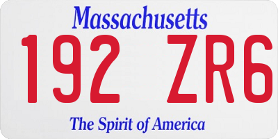 MA license plate 192ZR6